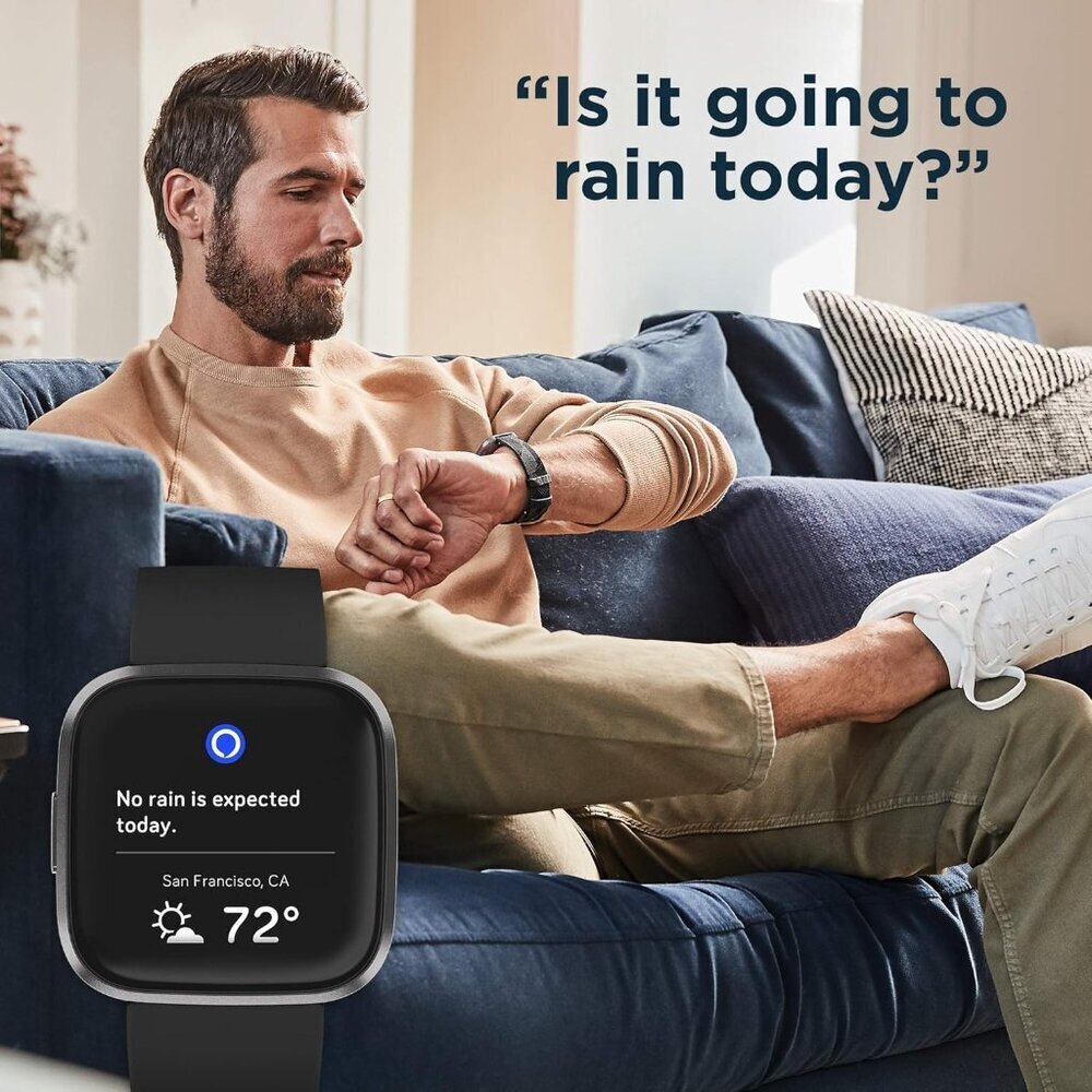 New Fitbit Versa Black Gray 2 Health and Fitness Smartwatch Sealed in Box - Picture 10 of 12